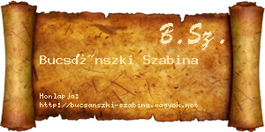 Bucsánszki Szabina névjegykártya