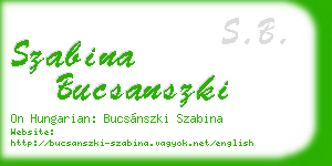 szabina bucsanszki business card